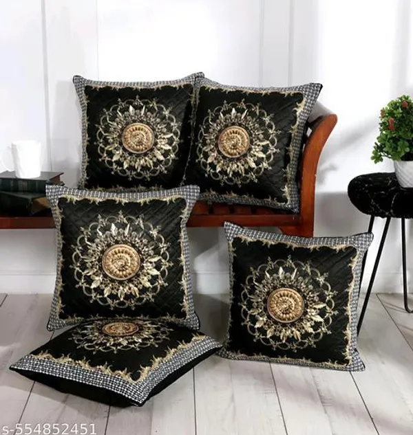 Black_Ultra_Soft_Holland_Velvet_Rose_Printed_Cushion_Cover_Pack_Of_5