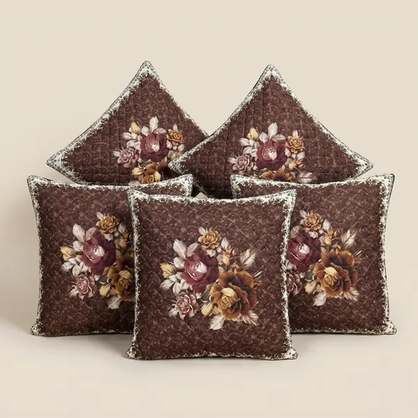 Brown_Ultra_Soft_Holland_Velvet_Rose_Printed_Cushion_Cover_Pack_Of_5
