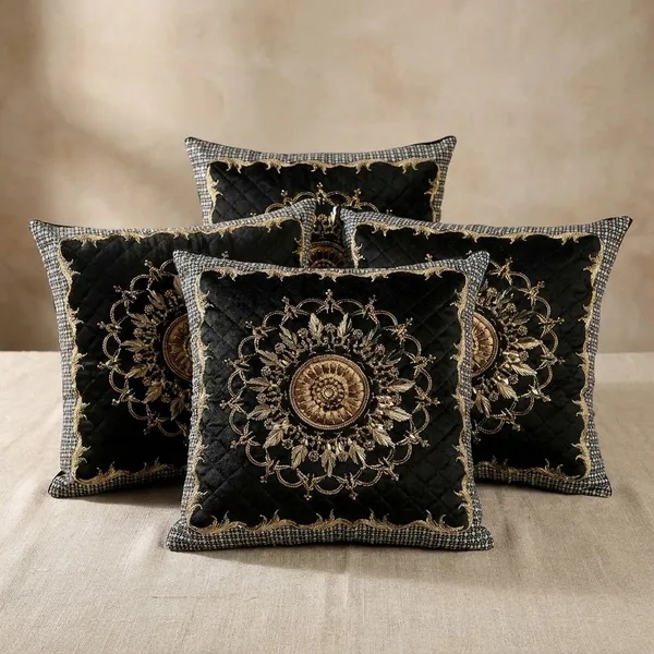 Black_Ultra_Soft_Holland_Velvet_Rose_Printed_Cushion_Cover_Pack_Of_5