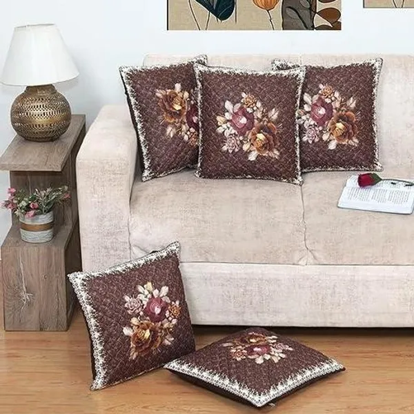 Brown_Ultra_Soft_Holland_Velvet_Rose_Printed_Cushion_Cover_Pack_Of_5