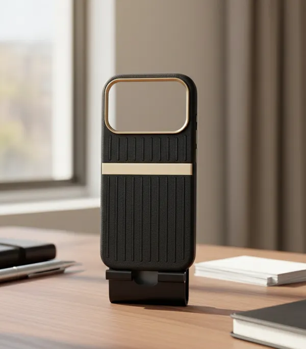Black_Tpu_Textured_Mobile_Back_Cover_With_Kickstand_Gold_Camera_Bezel_iPhone_17_Pro_&_Pro_Max