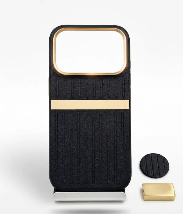 Black_Tpu_Textured_Mobile_Back_Cover_With_Kickstand_Gold_Camera_Bezel_iPhone_17_Pro_&_Pro_Max