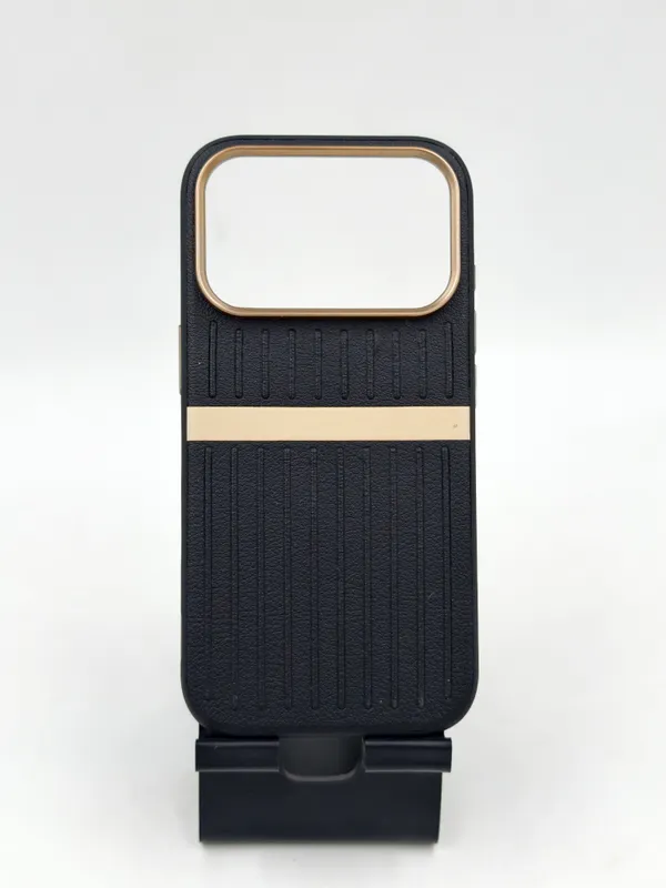 Black_Tpu_Textured_Mobile_Back_Cover_With_Kickstand_Gold_Camera_Bezel_iPhone_17_Pro_&_Pro_Max
