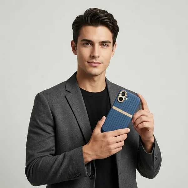 Blue_Silicone_Ribbed_Mobile_Back_Cover_With_Gold_Accent_Stripe_IPhone_16_&_17