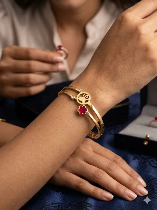 Gold-Toned_Lotus_Charm_Bangle_With_Ruby_Stone