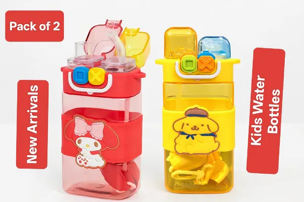 Pack_Of_2_Kids_Character_Water_Bottles_With_Straw_-_My_Melody_&_Pompompurin_Design