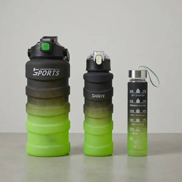 Collapsible_Sports_Water_Bottle_Set_-_3_Pieces_(Black_&_Neon_Green)