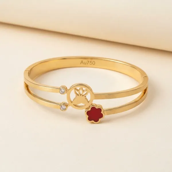 Gold-Toned_Lotus_Charm_Bangle_With_Ruby_Stone