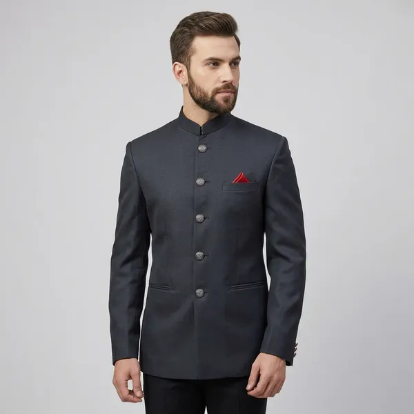 black__Bandhgala_Blazer_With_Gold_Buttons_For_Men