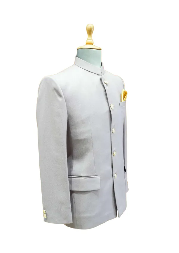 Grey_Bandhgala_coat_With_black_Pocket_Square_For_Men
