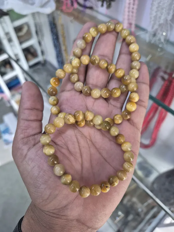 Natural_Yellow_Cat's_Eye_Stone_Beaded_Bracelet_Set_Protection,_Focus_And_Good_Fortune_Enhancer