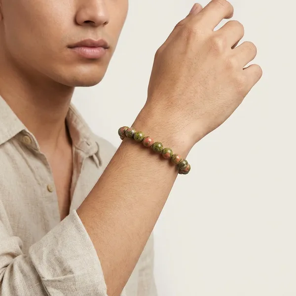 Unakite_Natural_Stone_Bead_Bracelet_Emotional_Healing,_Balance_And_Heart_Chakra_Support