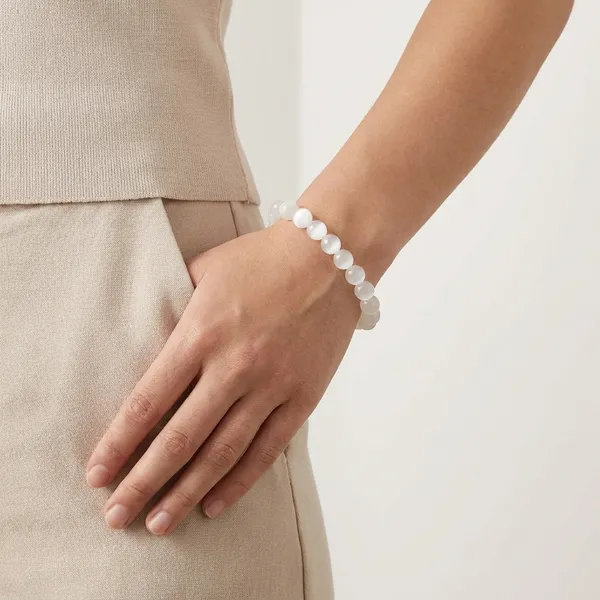 White_Natural_Moroccan_Selenite_Beaded_Bracelet_Energy_Cleansing,_Protection_And_Mental_Clarity_Enhancer