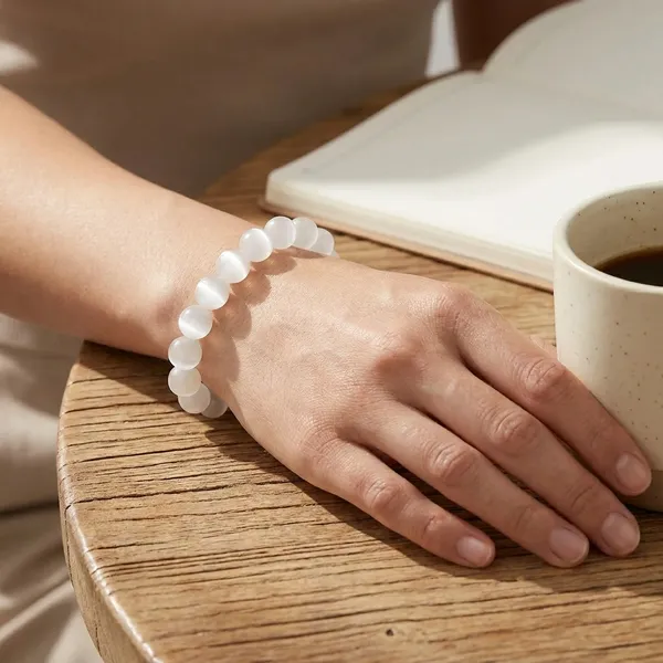 White_Natural_Moroccan_Selenite_Beaded_Bracelet_Energy_Cleansing,_Protection_And_Mental_Clarity_Enhancer