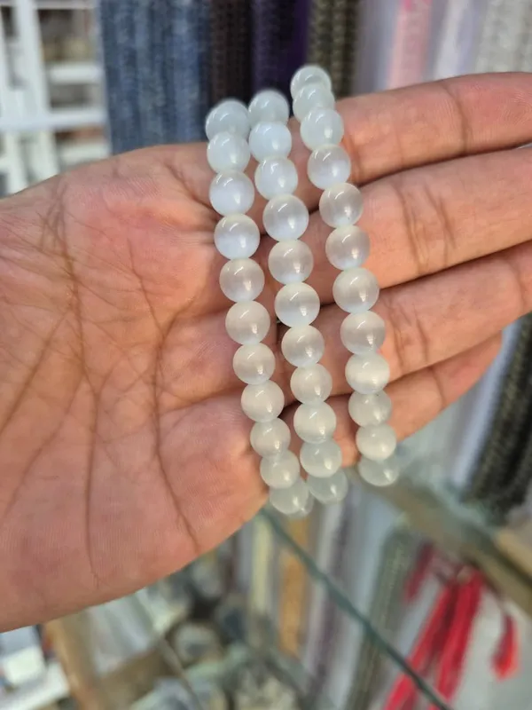 White_Natural_Moroccan_Selenite_Beaded_Bracelet_Energy_Cleansing,_Protection_And_Mental_Clarity_Enhancer