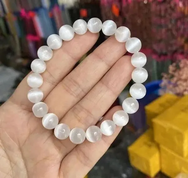 White_Natural_Moroccan_Selenite_Beaded_Bracelet_Energy_Cleansing,_Protection_And_Mental_Clarity_Enhancer