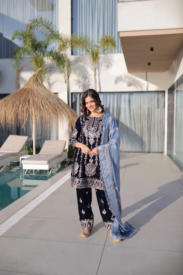 Black_Velvet_With_Rich_Zari_Dress_For_Women