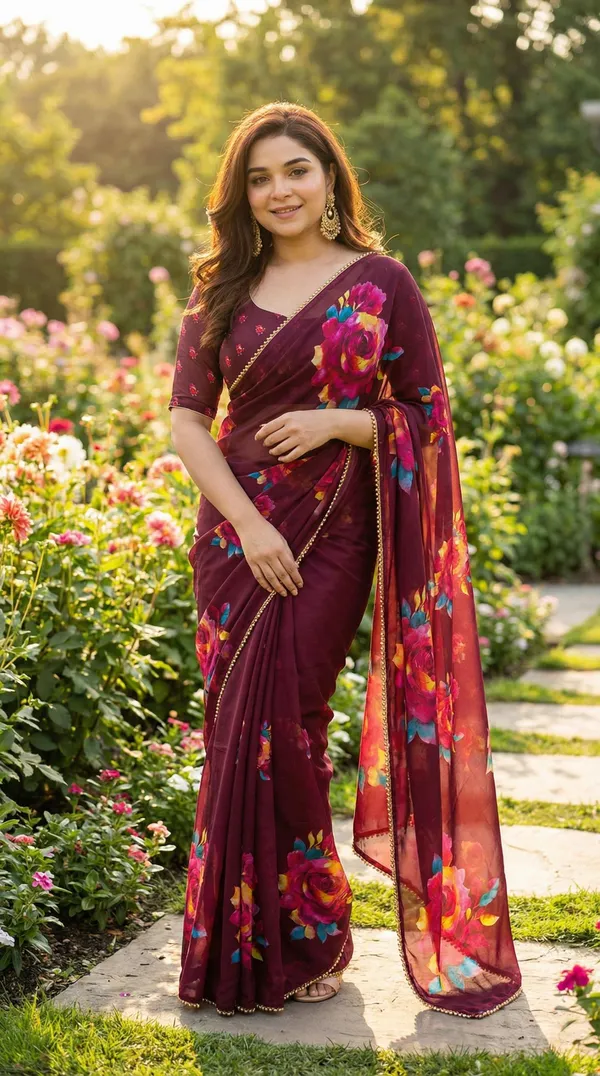 Maroon_Elegant_Saree_Wear_For_Women