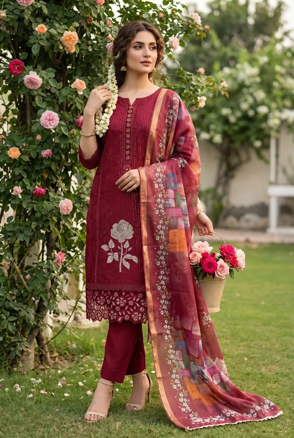 Maroon_Luxury_Ethnic_Kurta_Set_With_Dupatta_For_Women
