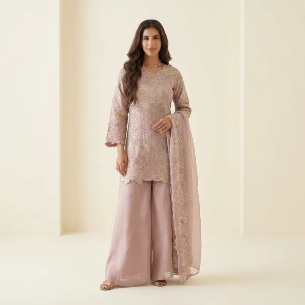 Peach_Luxury_Ketiki_Simar_Silk_3_Piece_Suit_Set_For_Women