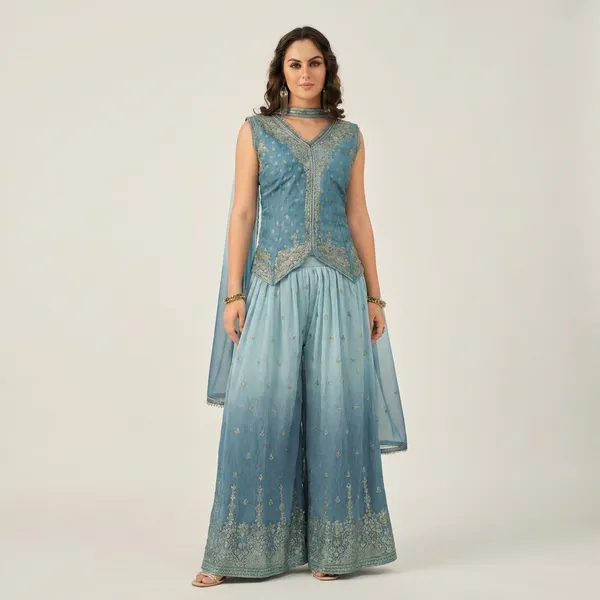Blue_Elegant_Pure_Chinon_Palazzo_Set_For_Women