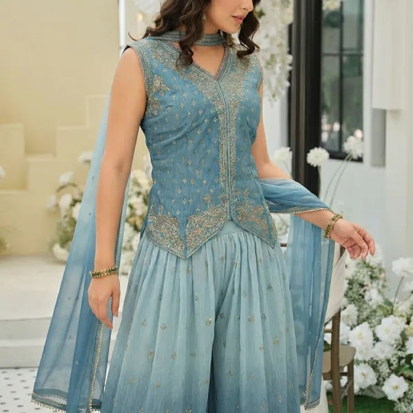 Blue_Elegant_Pure_Chinon_Palazzo_Set_For_Women