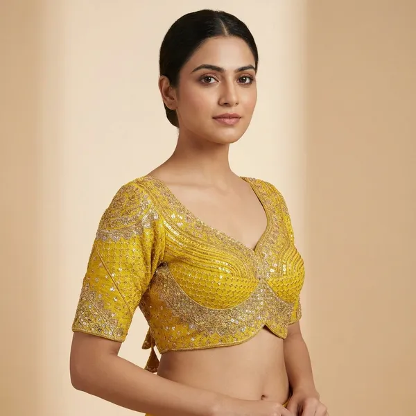 Yellow_Ethnic_Bridal_Blouse_For_Women