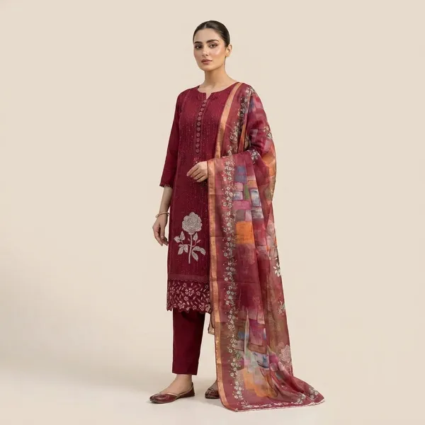 Maroon_Luxury_Ethnic_Kurta_Set_With_Dupatta_For_Women