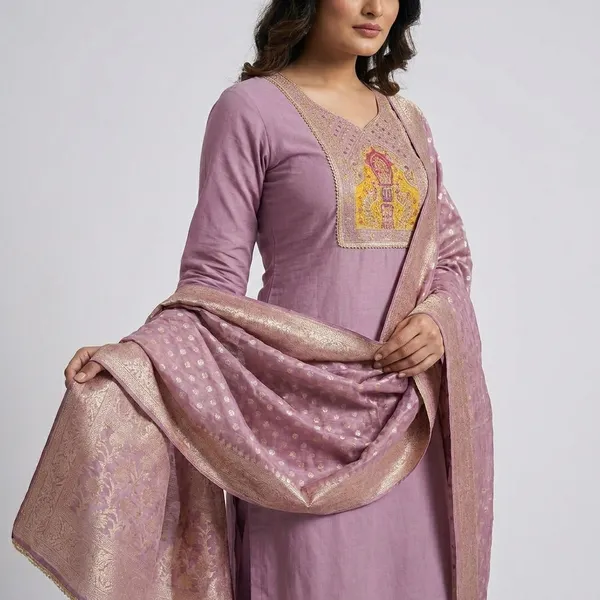Lavender_Designer_Festive_Kurta_Set_With_Dupatta_For_Women