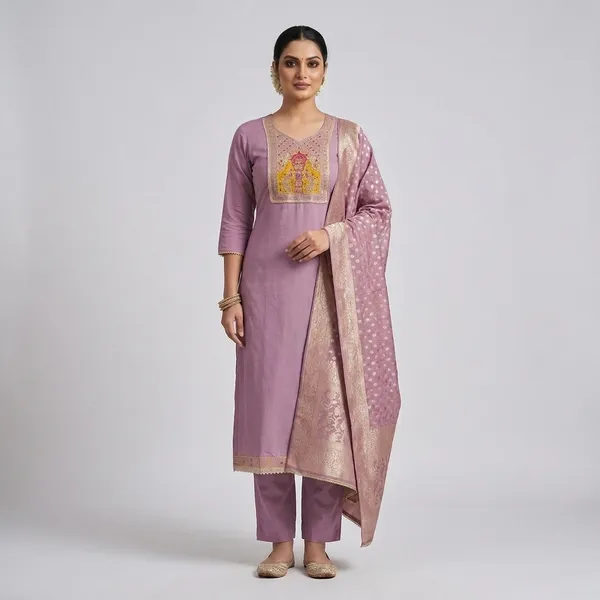 Lavender_Designer_Festive_Kurta_Set_With_Dupatta_For_Women