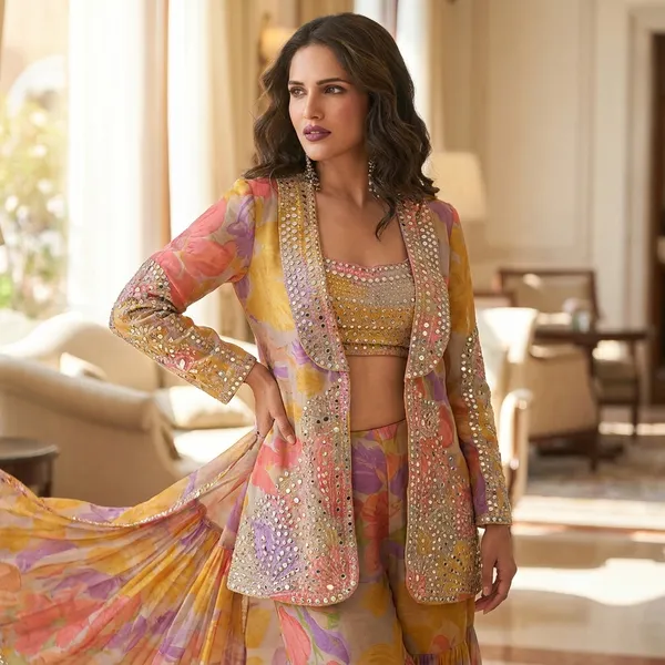 Yellow_Luxury_Jacket_Sharara_Set_For_Women