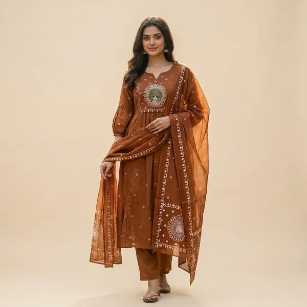 Maroon_Designer_Festive_Kurta_Set_With_Dupatta_For_Women