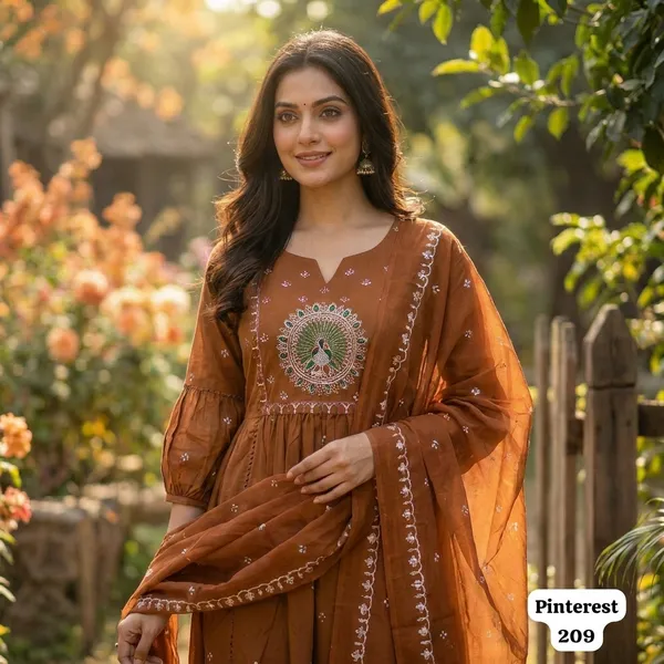 Maroon_Designer_Festive_Kurta_Set_With_Dupatta_For_Women