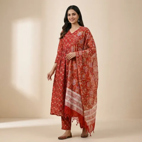 Orange_Elegant_Designer_Kurta_Set_With_Dupatta_For_Women