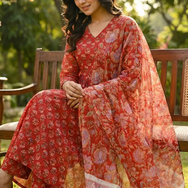 Orange_Elegant_Designer_Kurta_Set_With_Dupatta_For_Women