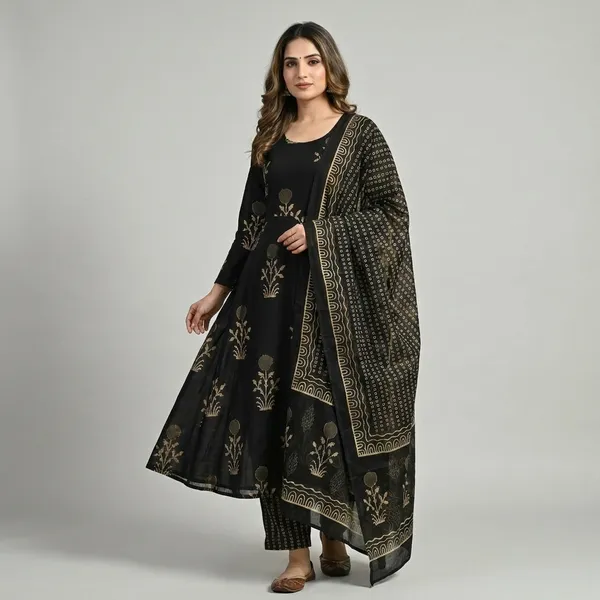 Black_Luxury_Ethnic_Kurta_Set_With_Dupatta_For_Women