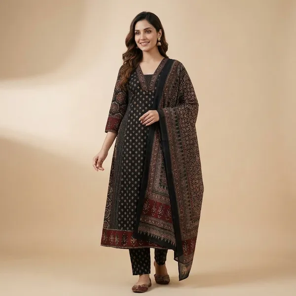 Black_Premium_Festive_Kurta_Set_With_Dupatta_For_Women