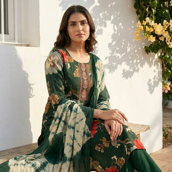 Green_Designer_Kurta_Set_With_Dupatta_For_Women