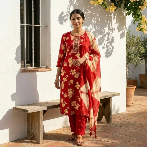 Red_Elegant_Kurta_Set_With_Dupatta_For_Women