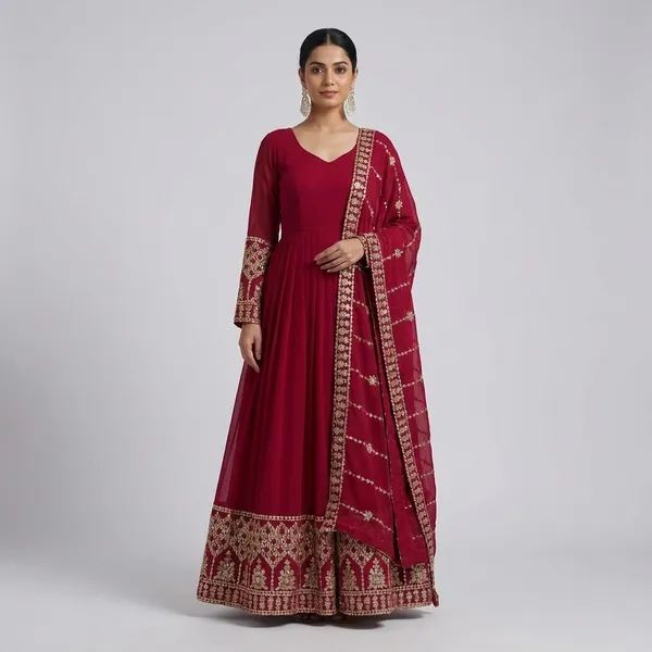 Pink_Anarkali_Gown_Dupatta_Set_For_Women