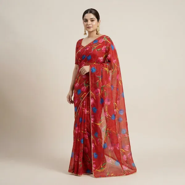 Red_Designer_Party_Saree_For_Women