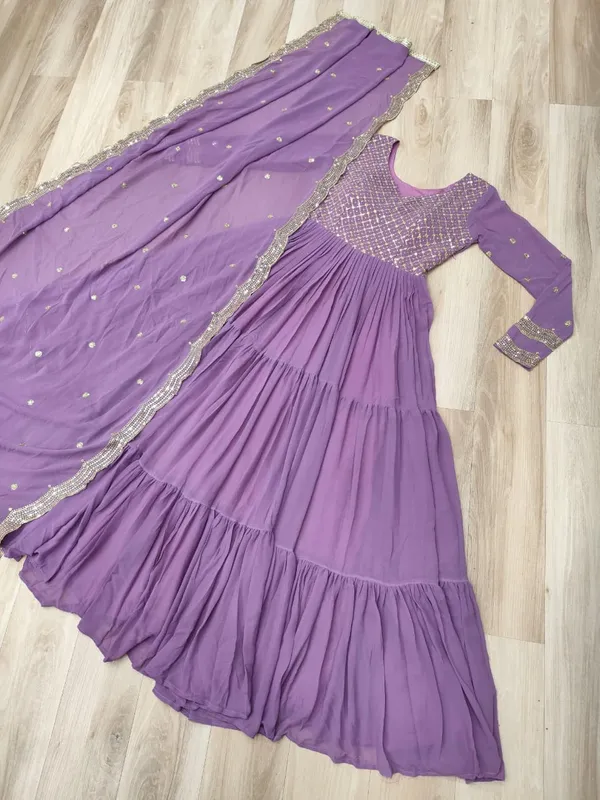 Purple_Elegant_Gown_Dupatta_Set_For_Women