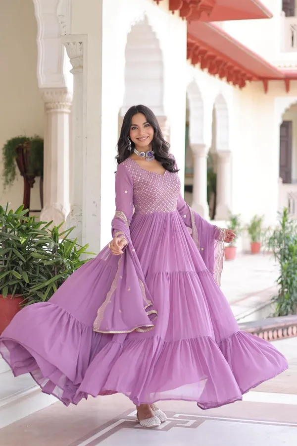 Purple_Elegant_Gown_Dupatta_Set_For_Women