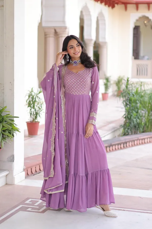 Purple_Elegant_Gown_Dupatta_Set_For_Women