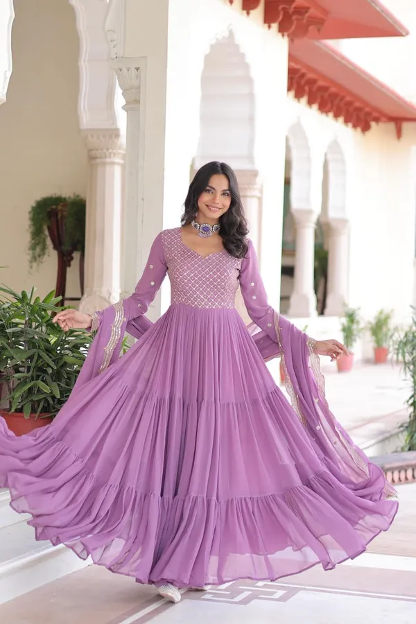 Purple_Elegant_Gown_Dupatta_Set_For_Women