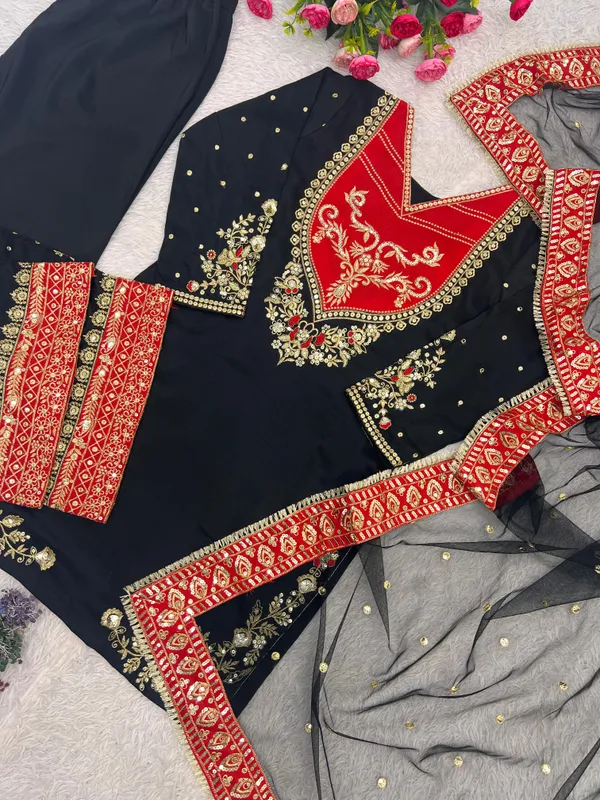 Black_Pure_Maska_Cotton_Top_Palazzo_And_Dupatta_For_Women