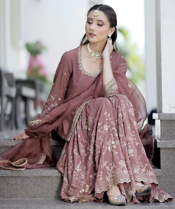 Purple_Pure_Chinon_Silk_Top_And_Sharara_For_Women