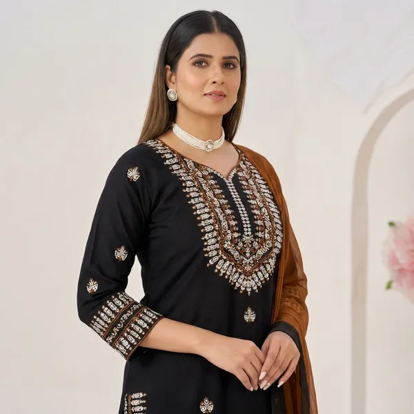 Black_Premium_Ethnic_Kurta_Set_With_Dupatta_For_Women