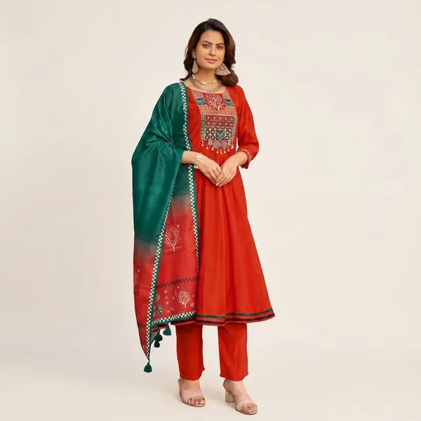 Red_Luxury_Ethnic_Kurta_Set_With_Dupatta_For_Women