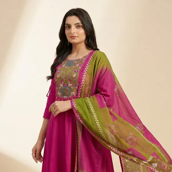 Pink_Premium_Festive_Kurta_Set_With_Dupatta_For_Women